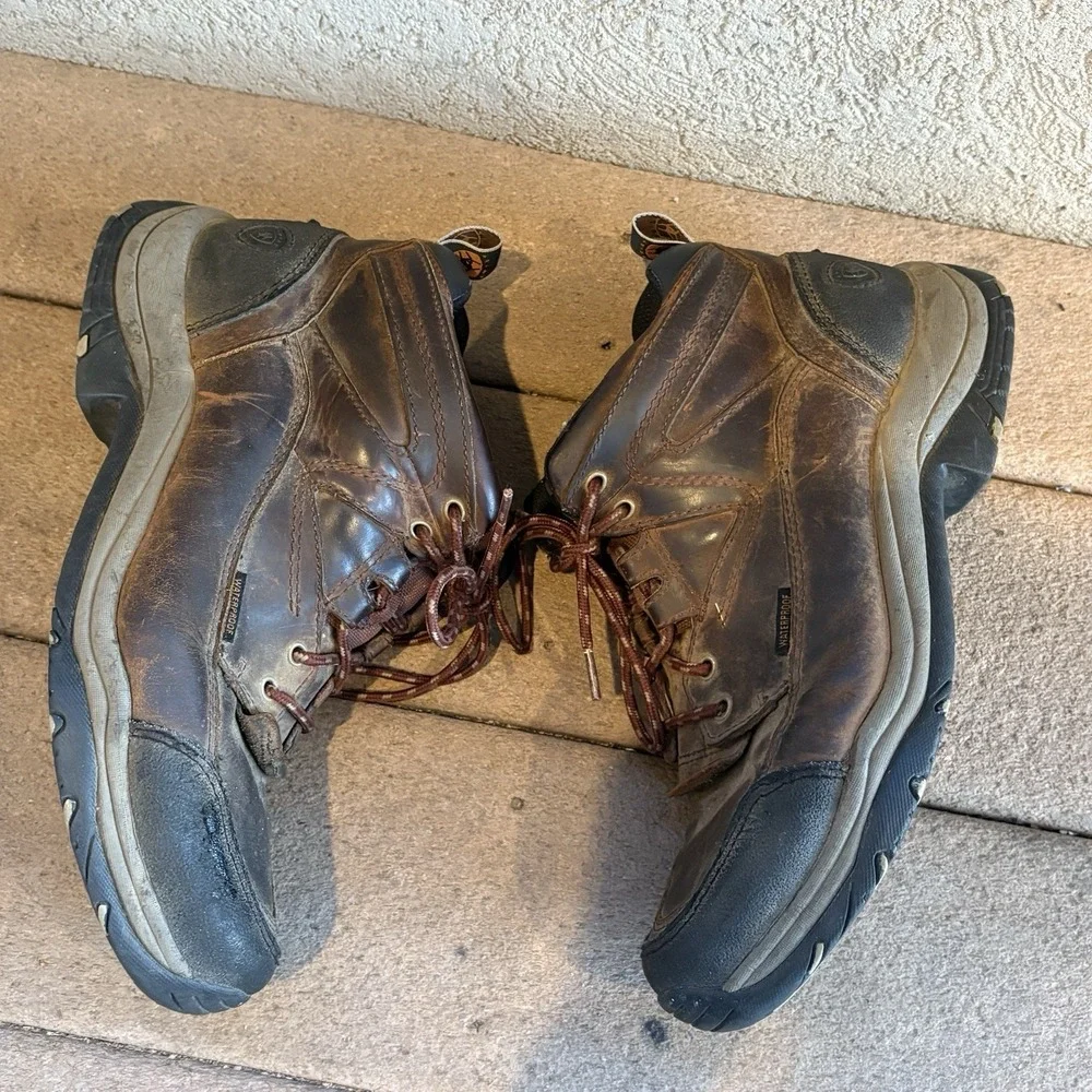 Ariat Terrain H2O Waterproof Hiking Boots Mens 10D Brown Leather Outdoor Trail